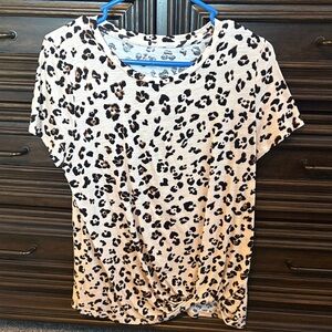 Maurices Black and Brown Leopard Print Short Sleeve Top